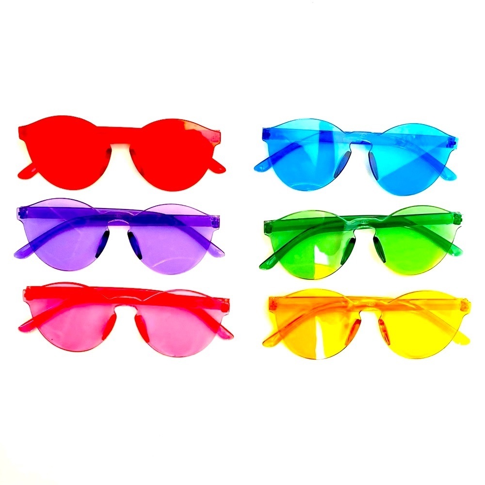 6 pack! Candy Colored Rimless Glasses